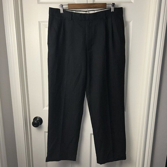 Michael Brandon Black Business Casual Cuffed Dress Pants Size 36 X 30 - Picture 2 of 12